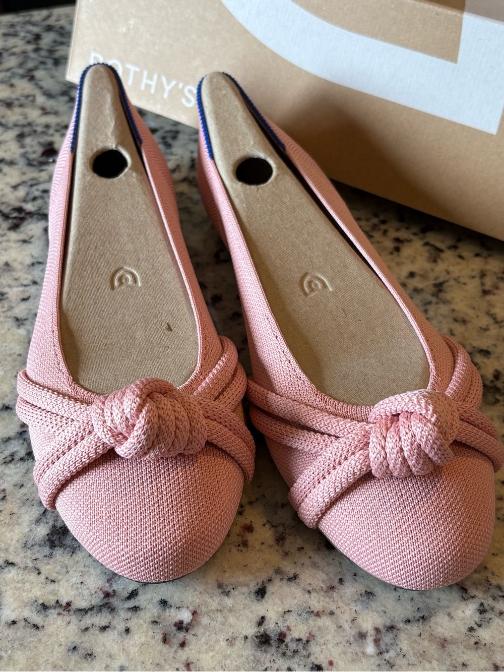 Rothy's Blush Pink Knot-Front Ballet Flats